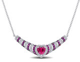 1.87 Carat (ctw) Lab Created Ruby & White Sapphire Heart Necklace in Sterling Silver